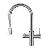 Multi-Tap Classic 3in1 Kokend Water Kraan <br /> met uitloop Geborsteld RVS - Rond Multi-Tap Classic 3in1 Kokend Water Kraan <br /> met uitloop Geborsteld RVS - Rond