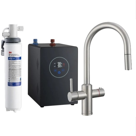 Multi-Tap Filtrete 3in1 Kokend Water Kraan met uitloop Geborsteld RVS - Rond