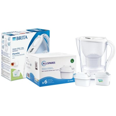 BRITA Waterfilterkan 2.4L Marella + AllSpares Waterfilter 6-Pack (filtert PFAS) BRITA Waterfilterkan 2.4L Marella + AllSpares Waterfilter 6-Pack (filtert PFAS)