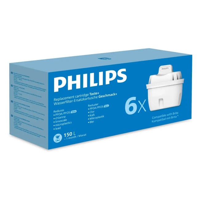 Philips Waterfilter 6-pack (filtert PFAS) compatibel met BRITA Maxtra+ Philips Waterfilter 6-pack (filtert PFAS) compatibel met BRITA Maxtra+