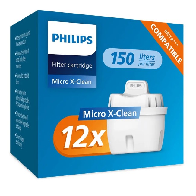 Philips Waterfilter 12-pack (filtert PFAS) compatibel met BRITA Maxtra+ Philips Waterfilter 12-pack (filtert PFAS) compatibel met BRITA Maxtra+