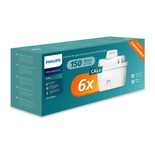 Philips Softening+ Waterfilter 6-pack (filtert PFAS) compatibel met BRITA Maxtra+ Philips Softening+ Waterfilter 6-pack (filtert PFAS) compatibel met BRITA Maxtra+
