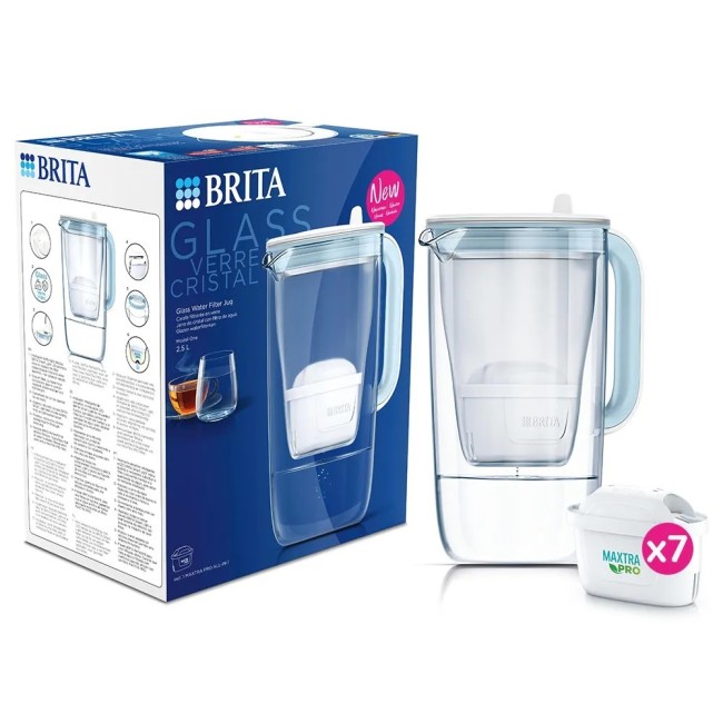 BRITA Glazen Waterfilterkan 2.5L + 7 MAXTRA PRO Waterfilters (filtert PFAS) BRITA Glazen Waterfilterkan 2.5L + 7 MAXTRA PRO Waterfilters (filtert PFAS)
