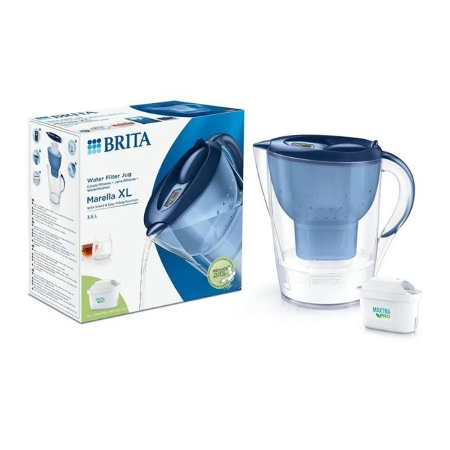 BRITA Marella XL Waterfilterkan 3.5L Blauw + MAXTRA PRO Waterfilter 1051122 BRITA Marella XL Waterfilterkan 3.5L Blauw + MAXTRA PRO Waterfilter 1051122
