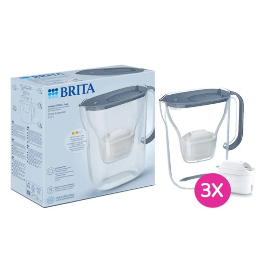 BRITA Style Essential Waterfilterkan 2.4L Steenblauw + 3 BRITA MAXTRA PRO Waterfilter 1058103